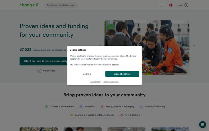 Screenshot of changex.org