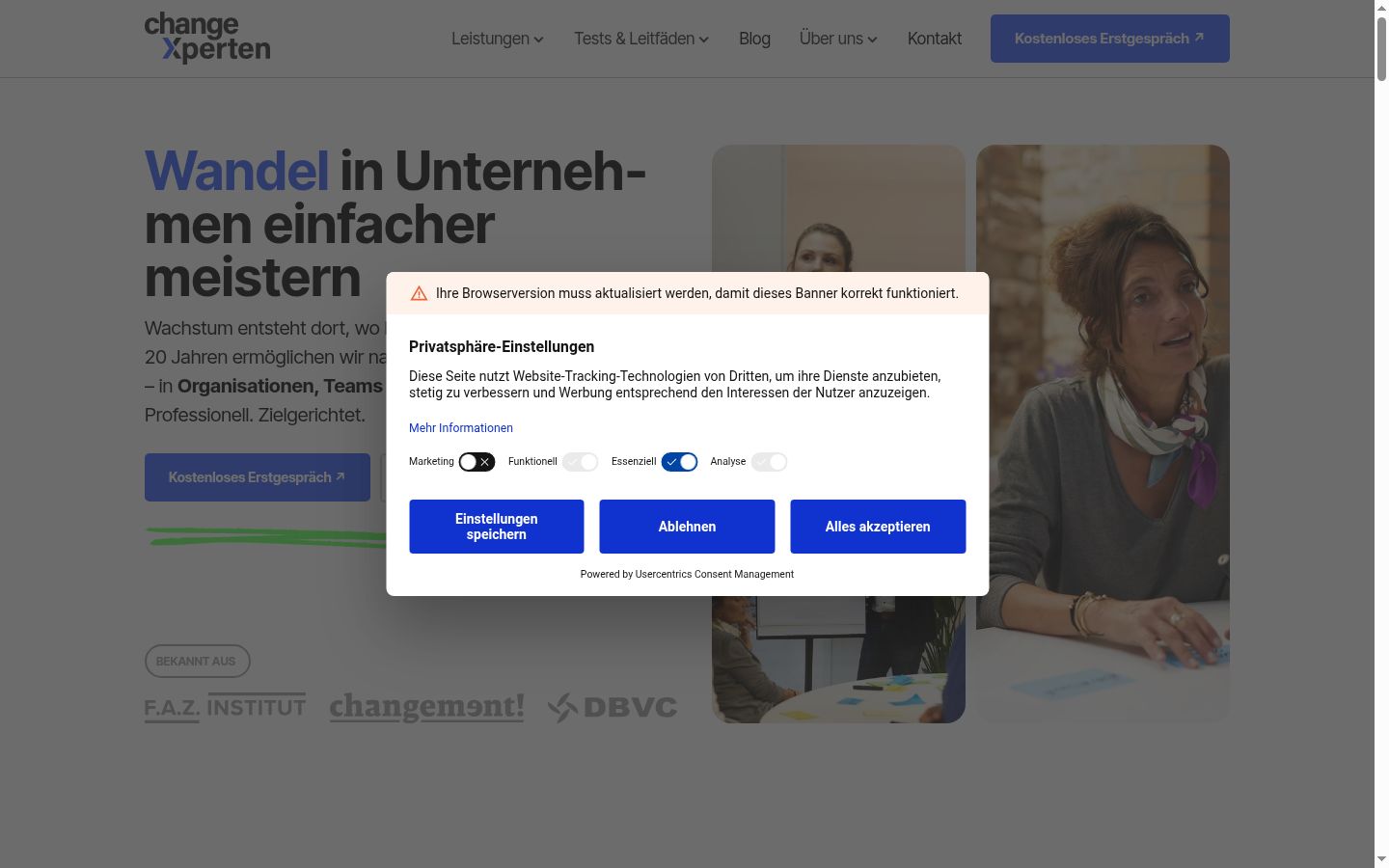 Screenshot of the consent banner shown before any interaction