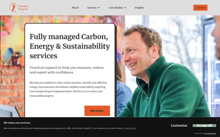Screenshot of changingfootprint.com