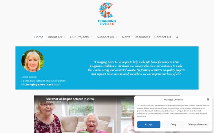 Snímek obrazovky changinglivesdlr.ie