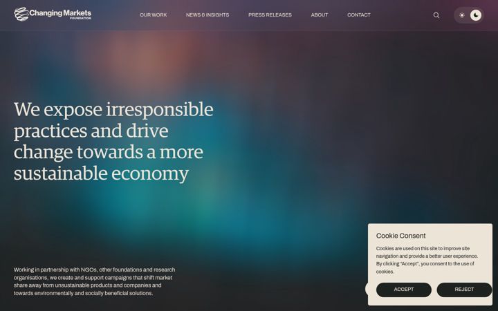 Screenshot of changingmarkets.org