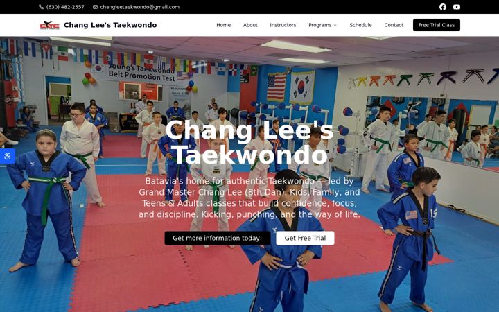 Screenshot of changleetaekwondo.com