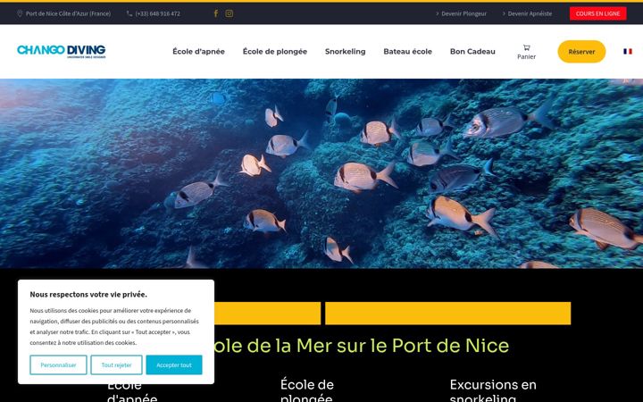 Screenshot of changodiving.com
