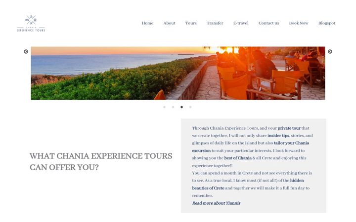 Screenshot of chaniaexperiencetours.com