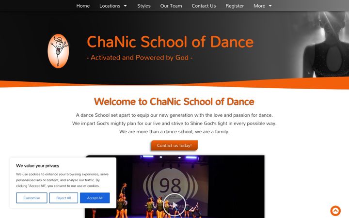 Captura de ecrã de chanicschoolofdance.co.za