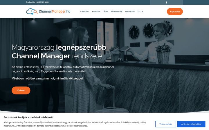 Screenshot ta' channelmanager.hu