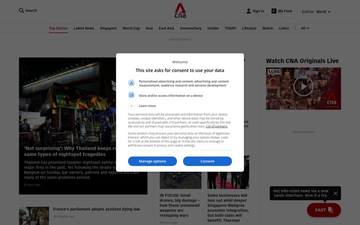Skärmbild av channelnewsasia.com