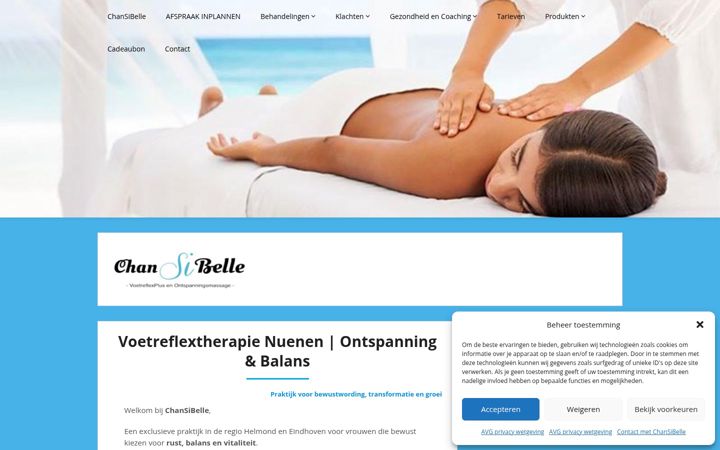 Captură de ecran a chansibelle-massage.nl