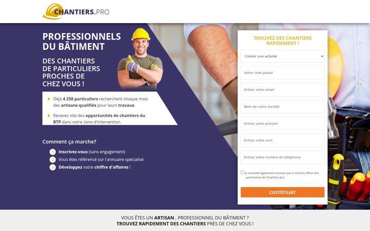 Screenshot von chantiers.pro