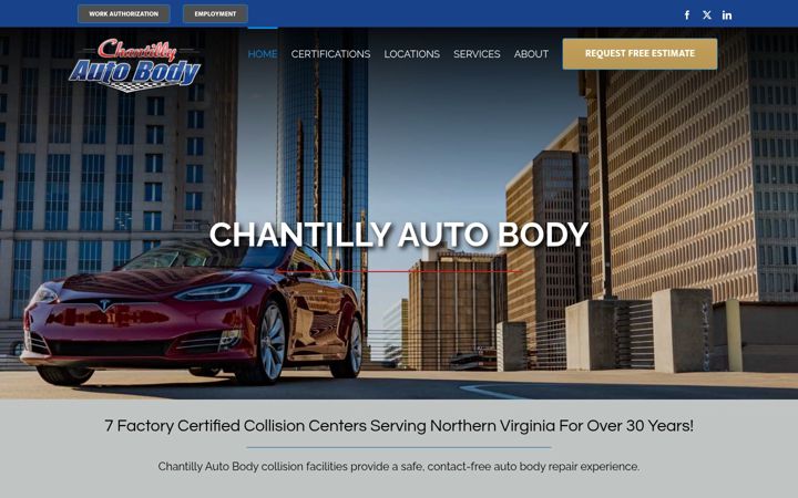 Screenshot of chantillyautobody.com