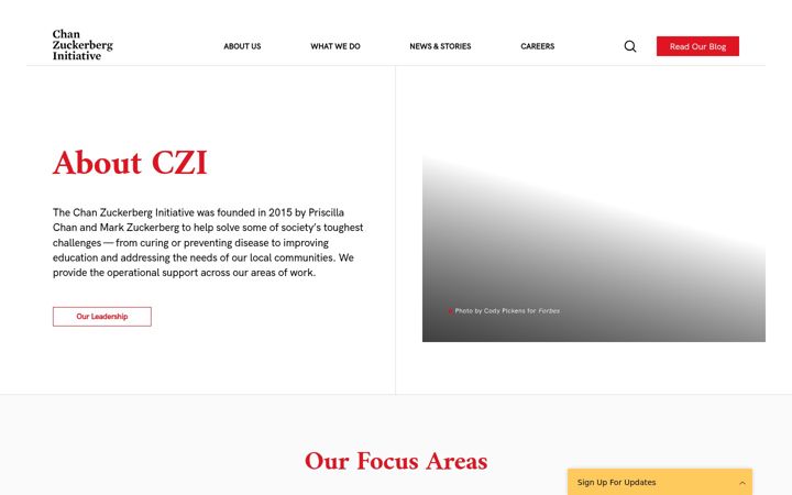Screenshot of chanzuckerberg.com