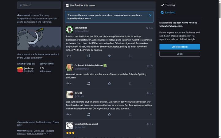 Screenshot of chaos.social