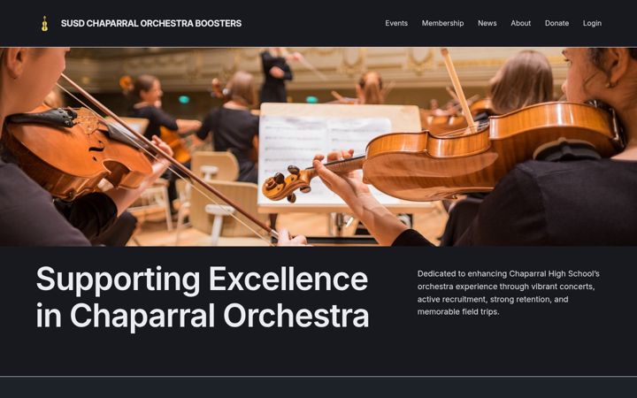 Snímek obrazovky chaparralorchestra.org