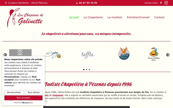Ekraanipilt saidist chapeaux-galinette.fr