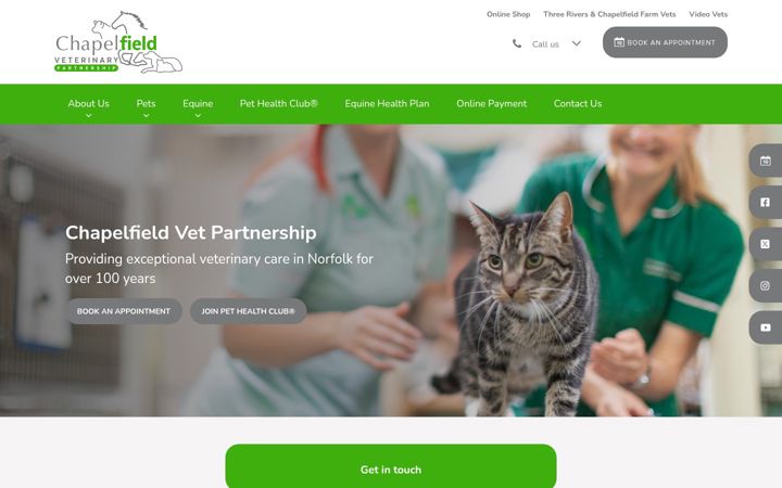 Screenshot ta' chapelfieldvets.co.uk