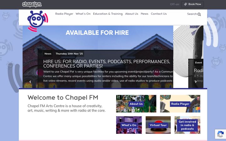 Screenshot ta' chapelfm.co.uk