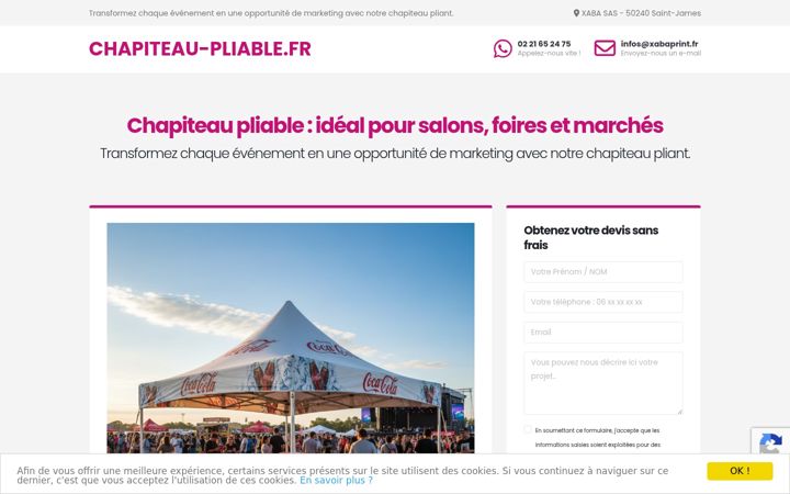 Ekraanipilt saidist chapiteau-pliable.fr