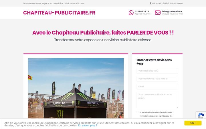 Ekraanipilt saidist chapiteau-publicitaire.fr