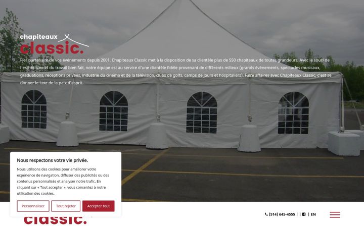Screenshot of chapiteauxclassic.com