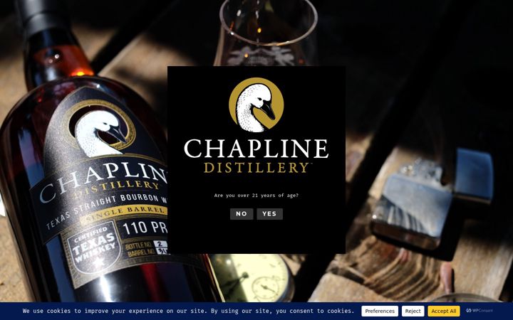 Screenshot of chaplinedistillery.com
