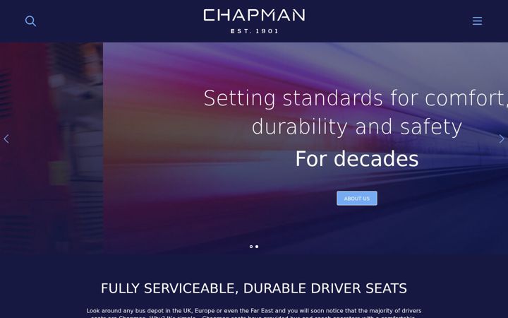 Screenshot of chapmanseating.com