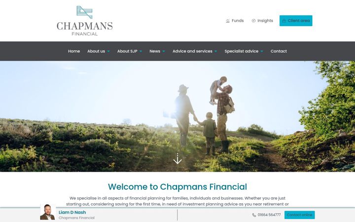 Snímek obrazovky chapmansfinancial.co.uk