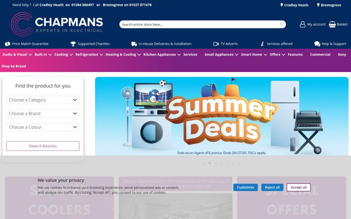Captură de ecran a chapmansretail.co.uk