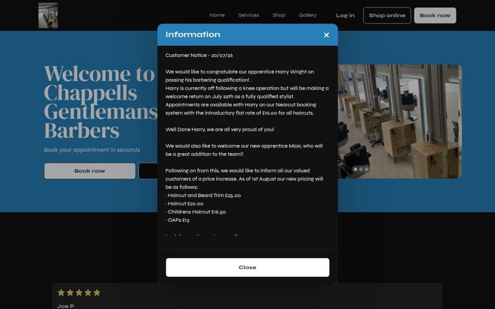 Screenshot of chappellsbarbershop.com