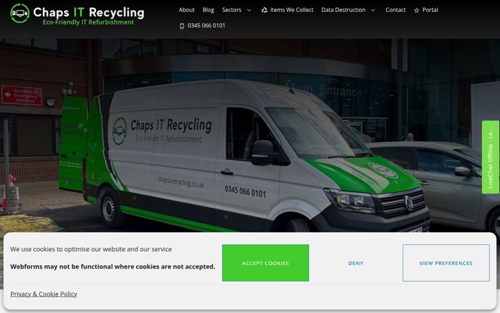 Snímek obrazovky chapsitrecycling.co.uk