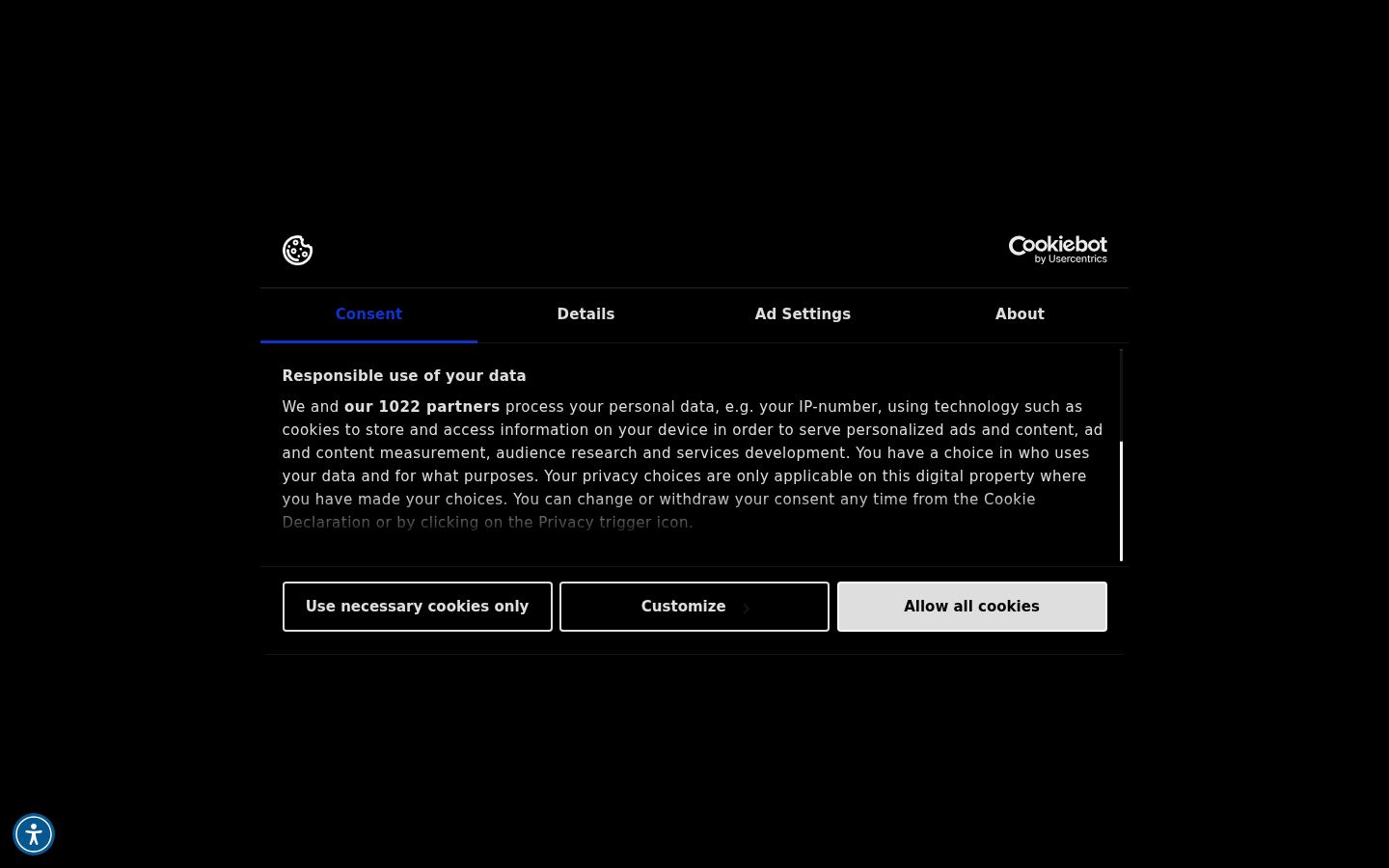 Capture d'écran de la bannière de consentement affichée avant toute interaction