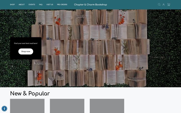 Screenshot of chapterandcharmbookshop.com