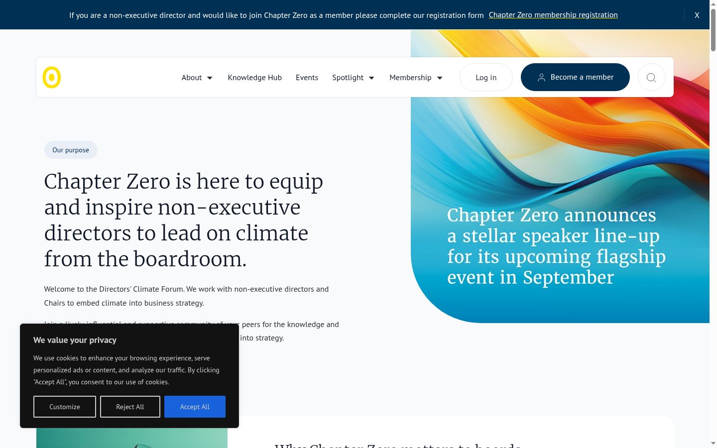 Screenshot del banner di consenso mostrato prima di qualsiasi interazione
