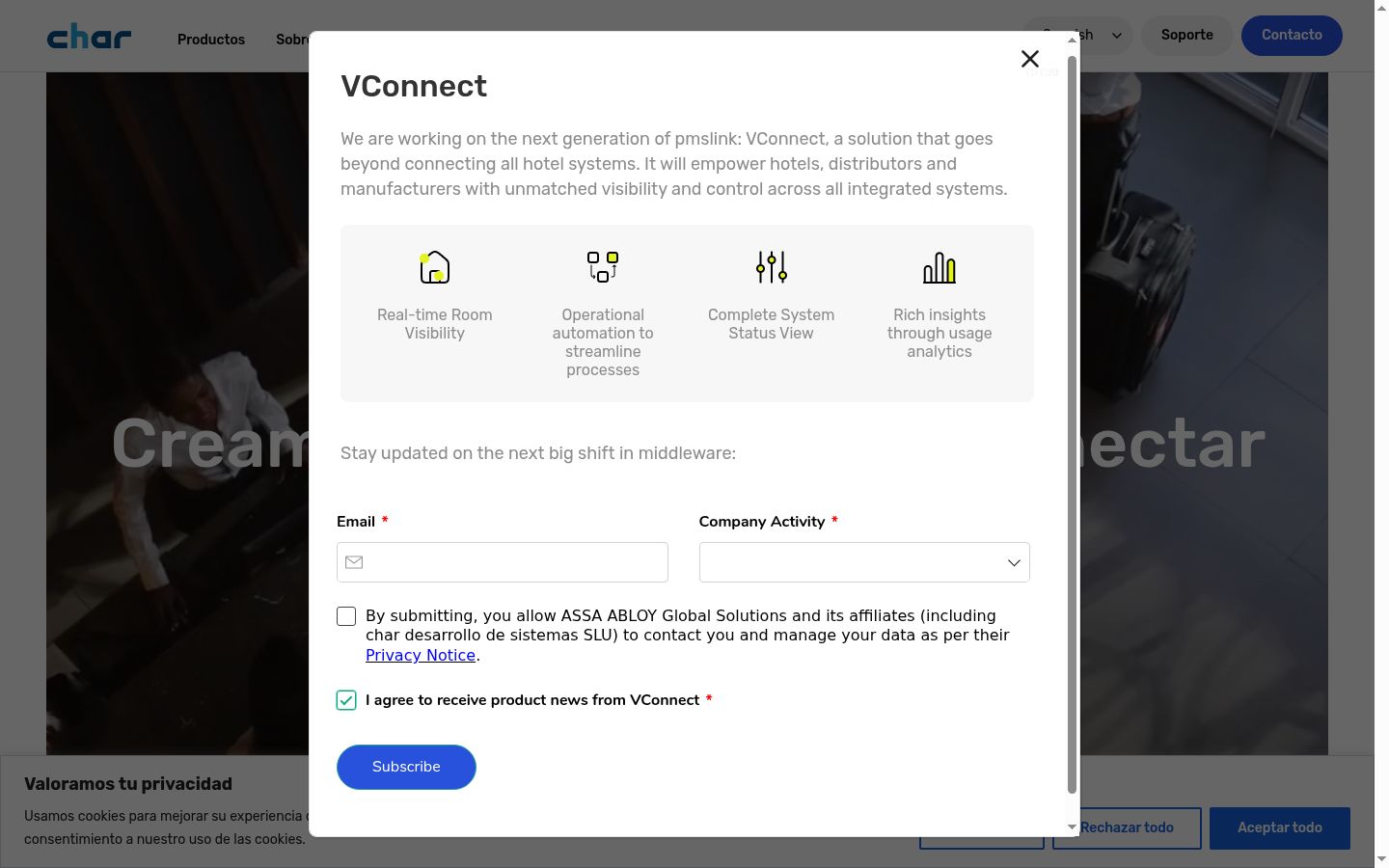 Screenshot del banner di consenso mostrato prima di qualsiasi interazione