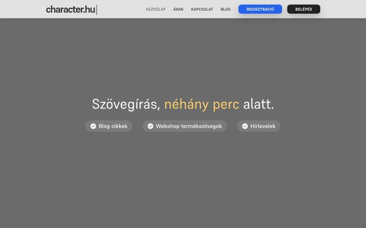 Screenshot of character.hu