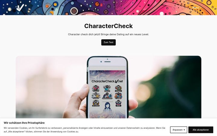 Snímek obrazovky charactercheck.net