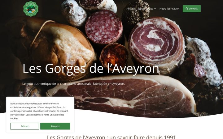Screenshot stránky charcuterie-les-gorges-de-aveyron.fr