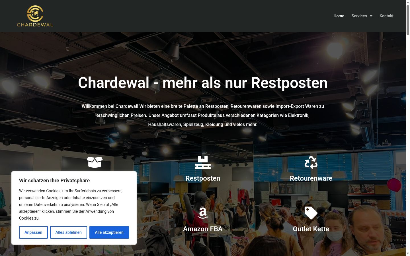 Screenshot del banner di consenso mostrato prima di qualsiasi interazione
