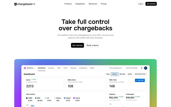 Screenshot of chargebackhit.com