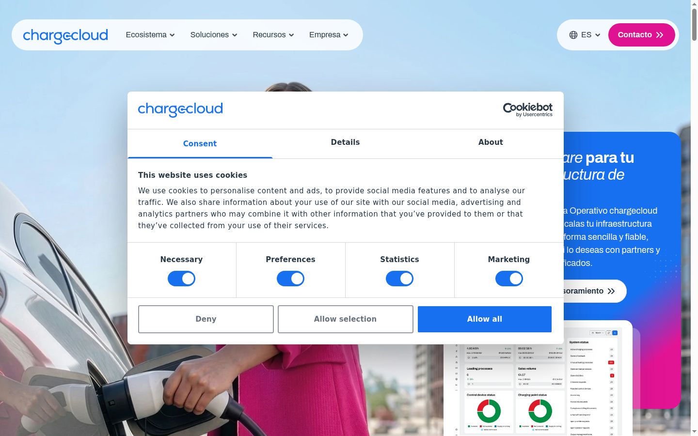 Screenshot del banner di consenso mostrato prima di qualsiasi interazione