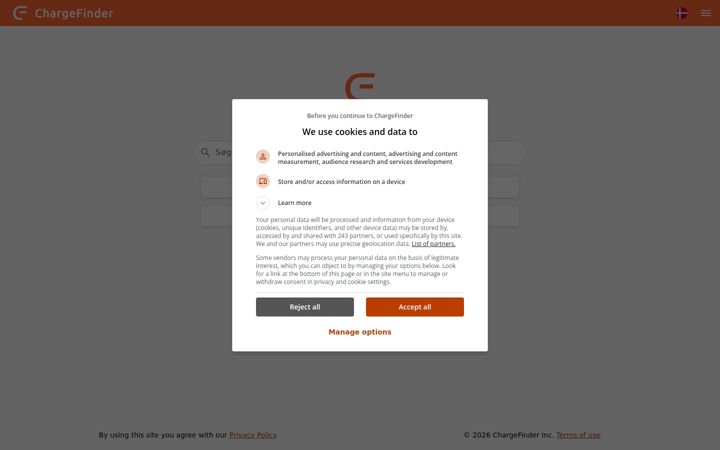 Screenshot of chargefinder.com