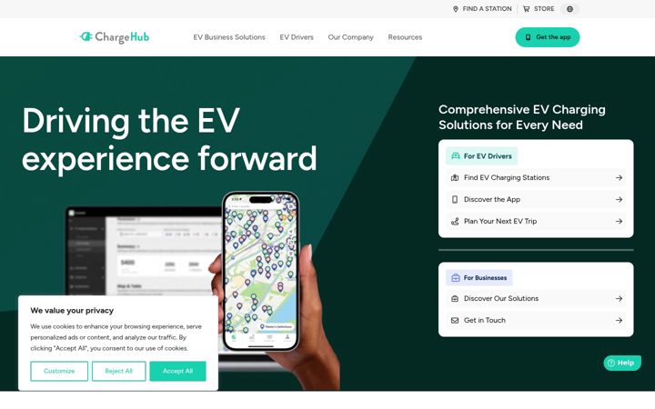 Screenshot of chargehub.com