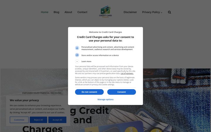 Screenshot of chargeoncreditcards.com