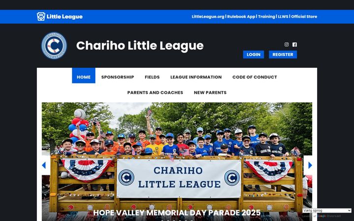 Snímek obrazovky chariholittleleague.org