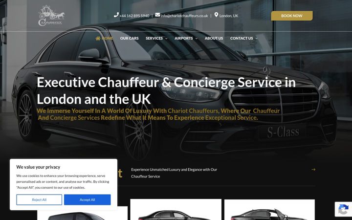 Screenshot ta' chariotchauffeurs.co.uk