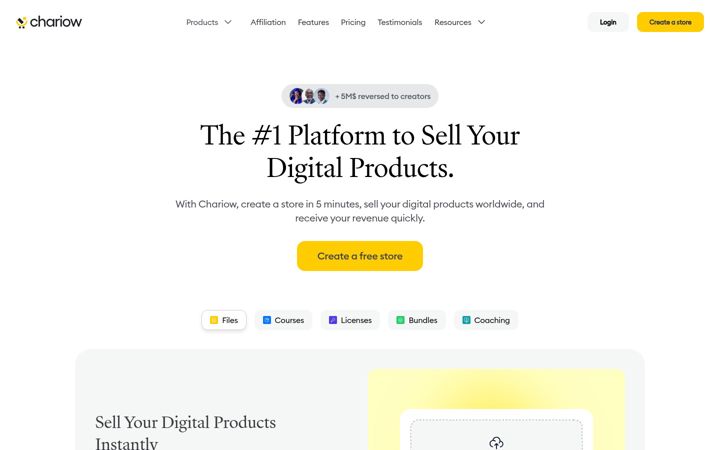 Screenshot of chariow.com