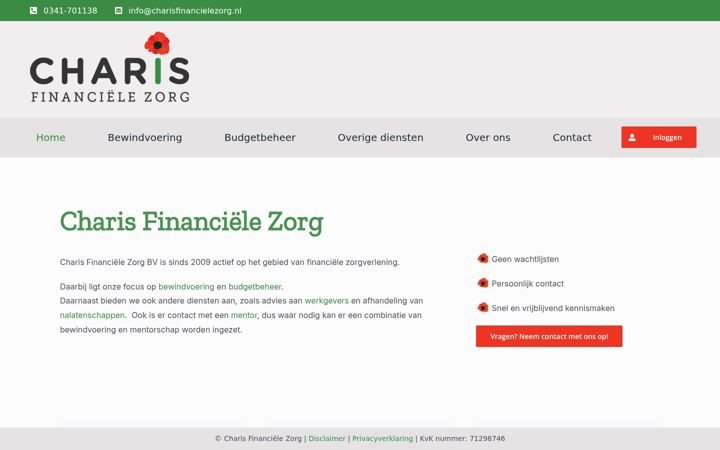 Screenshot di charisfinancielezorg.nl