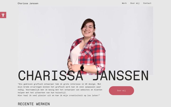 Screenshot di charissajanssen.nl