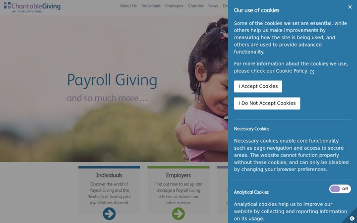Screenshot ta' charitablegiving.co.uk