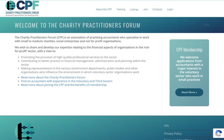 Screenshot of charitypractitioners.org.uk