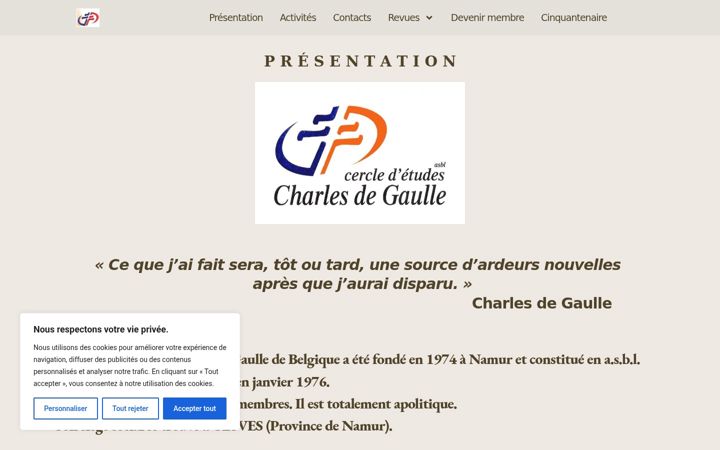 Snímek obrazovky charlesdegaulle.net